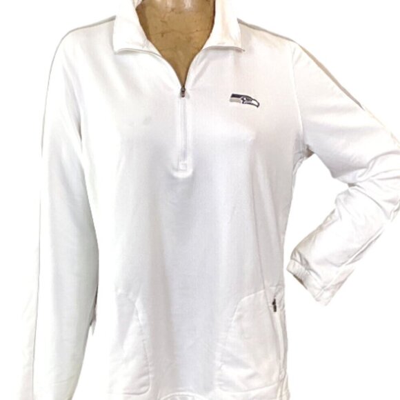 Antigua 1/4 Zip Pullover Top White Seattle Seahawks Men's L #33F - Picture 3 of 10